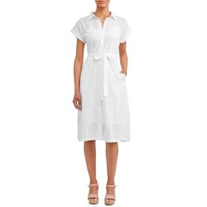 Belted Midi Shirt Dress with Pocket